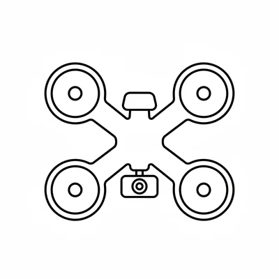 A simple dragonfly-inspired drone with 4 rotors at each corner of a simple coloring page