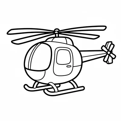 A simple helicopter with a large round bubble cockpit, a single main rotor coloring page