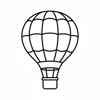 A simple hot air balloon with a large round envelope balloon divided into 8 coloring page
