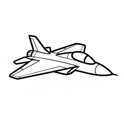 A simple military fighter jet with a pointed delta wing shape, a single engine coloring page