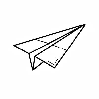A simple paper airplane in mid-flight, the classic dart shape with folded wings coloring page