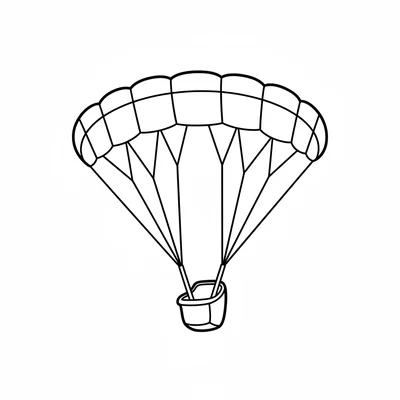 A simple paraglider with a large rectangular parachute canopy above coloring page