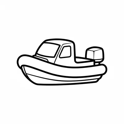 A simple rescue lifeboat with a bright orange covered hull, motor at the back coloring page