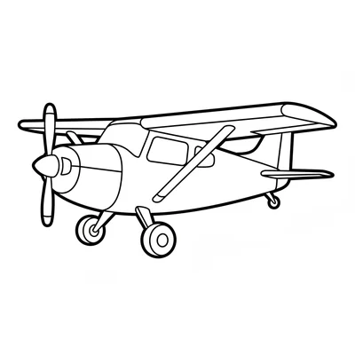 A simple small propeller plane (Cessna-style) with a single wing at the top coloring page