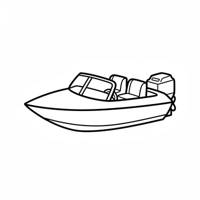 A simple speedboat with a narrow pointed hull that curves up at the back coloring page