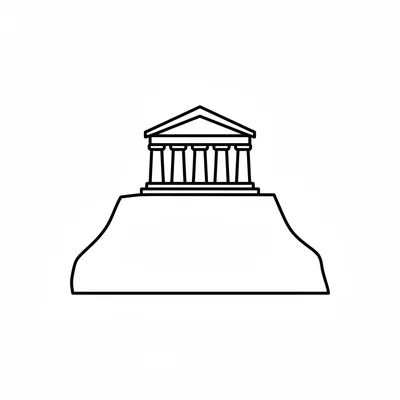 The Acropolis hill with the Parthenon as the dominant element at the top coloring page
