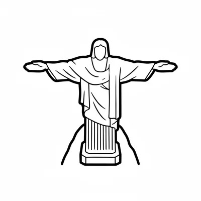 The Christ the Redeemer statue from above, the cross shape of the outstretched coloring page