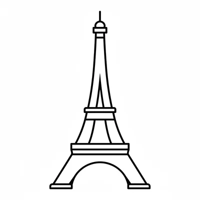 The Eiffel Tower simplified as a tall triangular outline drawing coloring page