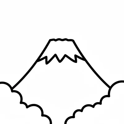 Mount Fuji simplified as a large symmetric triangle with a white snow cap band coloring page