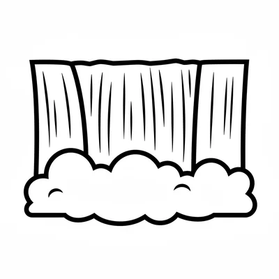 Niagara Falls simplified as a wide horseshoe curve of falling water coloring page