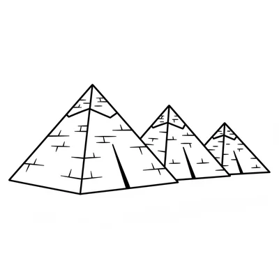 The Pyramids of Giza showing three pyramids of different sizes in a row coloring page