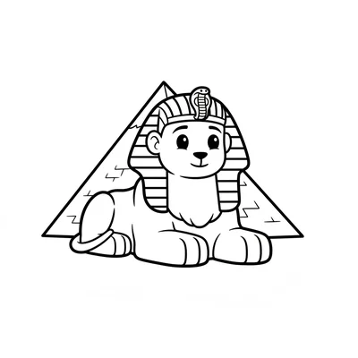 The Sphinx simplified as a reclining figure with a human head and a lion body coloring page