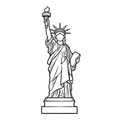 The Statue of Liberty simplified as a standing female figure with a spiked coloring page
