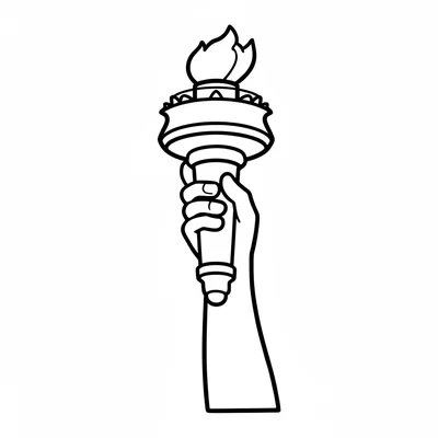 The Statue of Liberty torch close-up, just the raised arm and hand holding coloring page