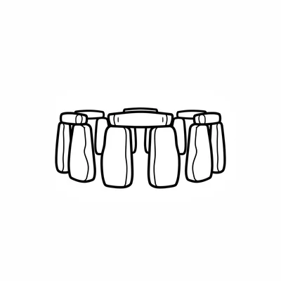 Stonehenge simplified as a circle of large rectangular standing stones with two coloring page
