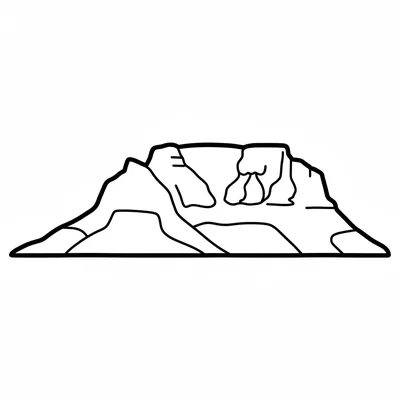 Table Mountain in Cape Town simplified as a wide flat-topped mountain coloring page