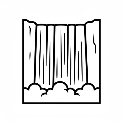 Victoria Falls simplified as a wide horizontal cliff edge with water falling coloring page